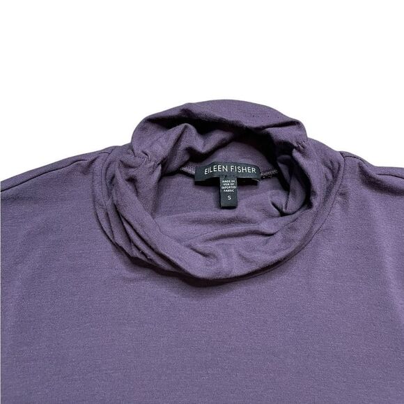 Eileen Fisher Fine Jersey Scrunch Neck Top Purple Size Small - Picture 7 of 9
